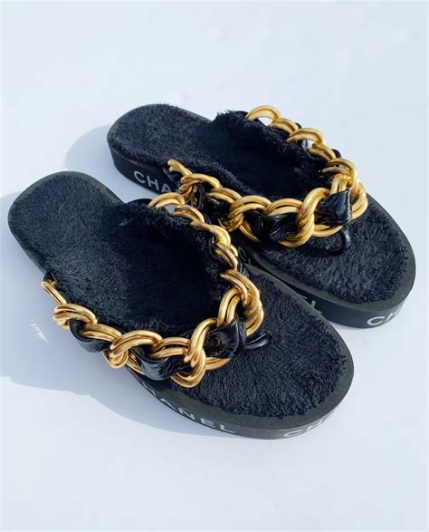 chanel flip flop|chanel flip flops with chain.